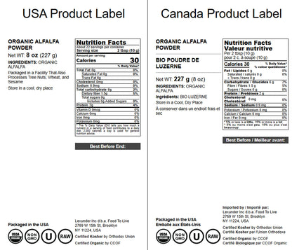 Organic Alfalfa Powder texture and raw ingredient detail