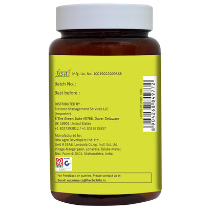 Herbal Hills Alfalfa tablets nutritional information side view