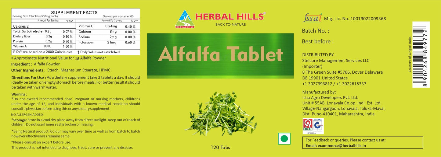 Premium Alfalfa tablets for immunity and health support
