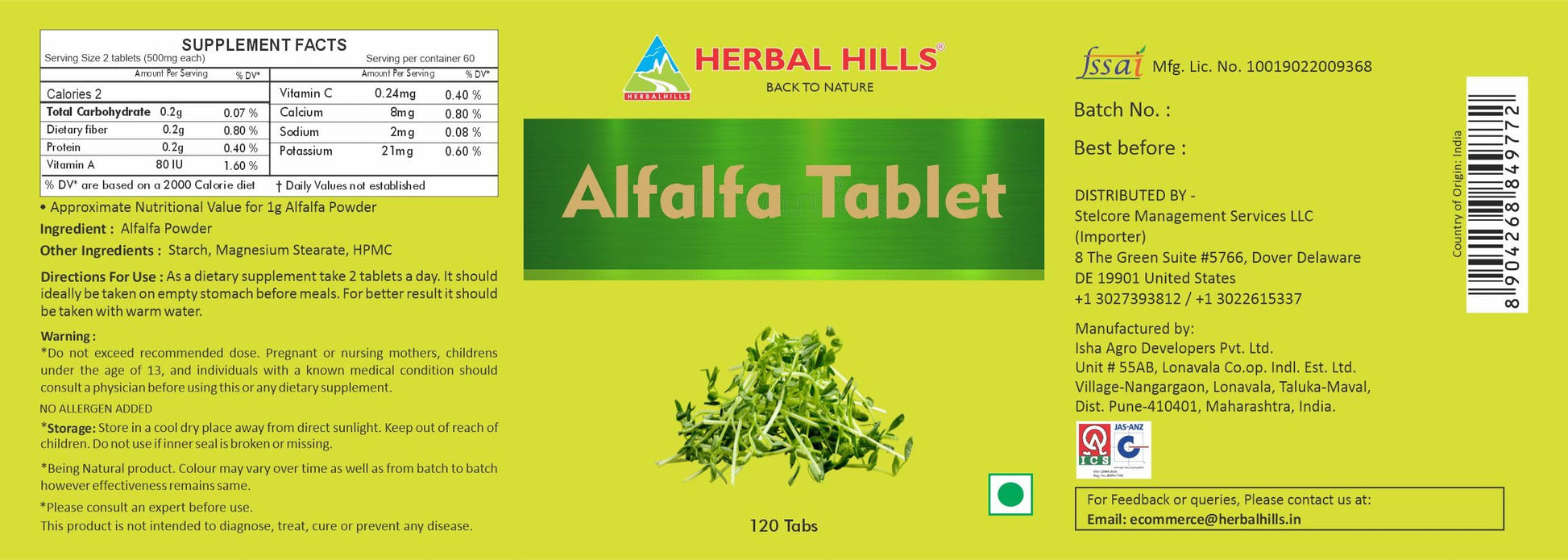 Premium Alfalfa tablets for immunity and health support