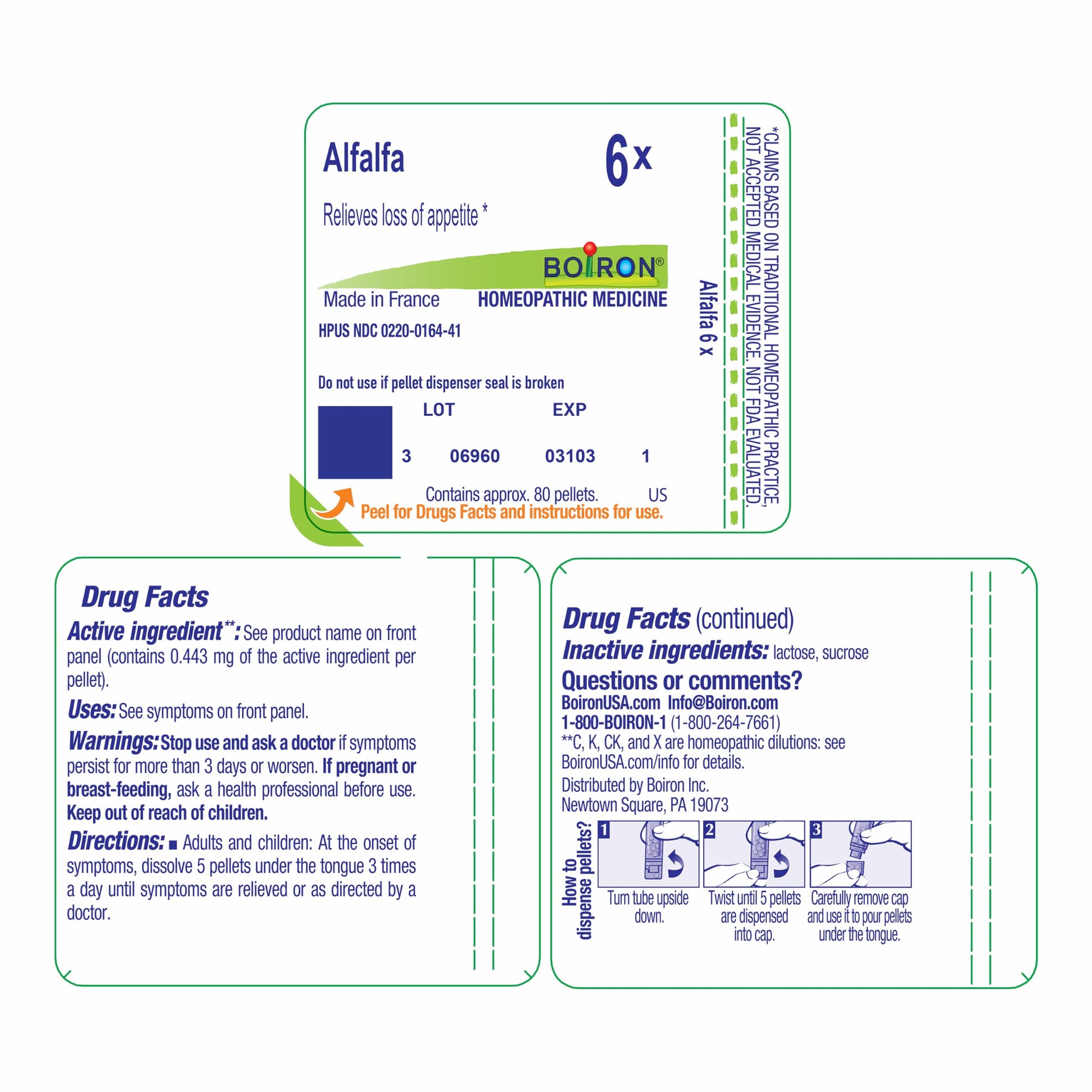 Boiron Alfalfa 6X quick dissolve pellets for adults and children