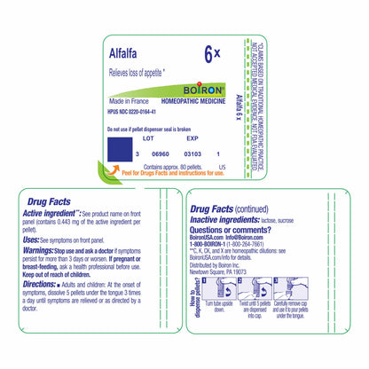 Boiron Alfalfa 6X quick dissolve pellets for adults and children