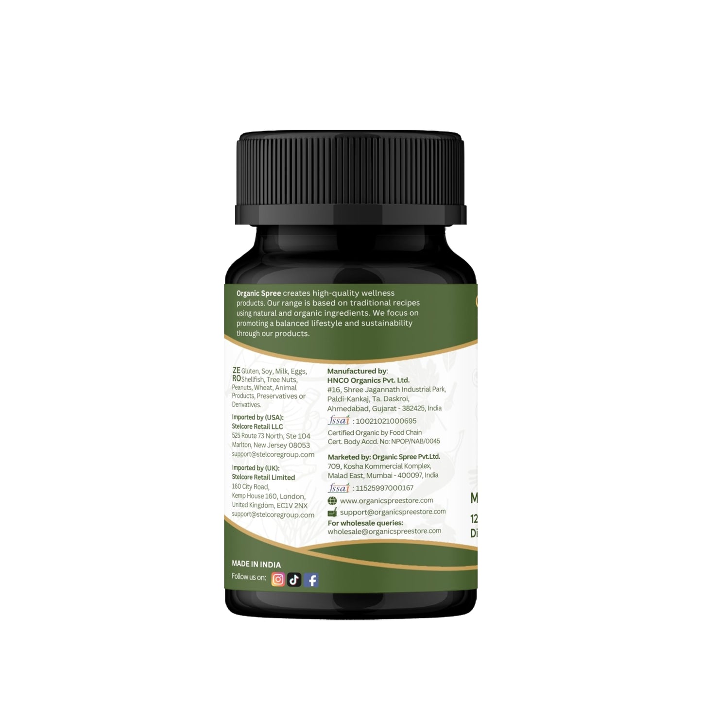 Side view of Organic Spree Alfalfa Medicago Sativa bottle