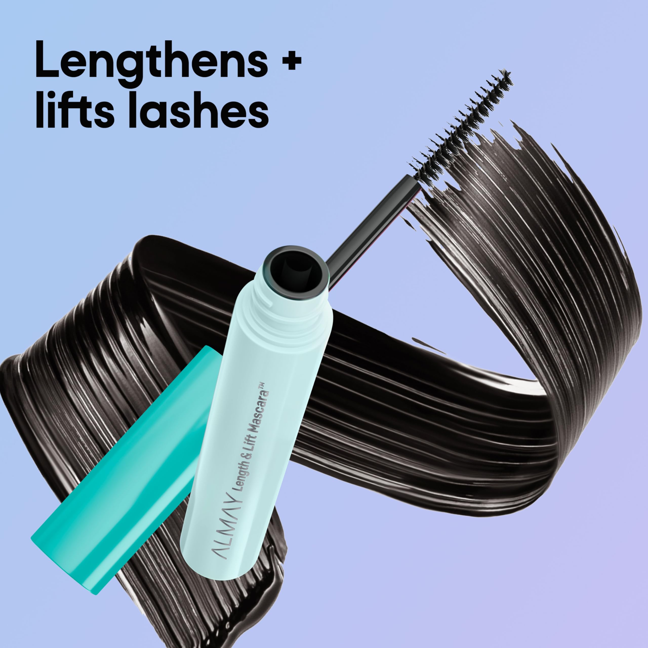 Almay hypoallergenic lengthening mascara wand and plant-derived bristles close up