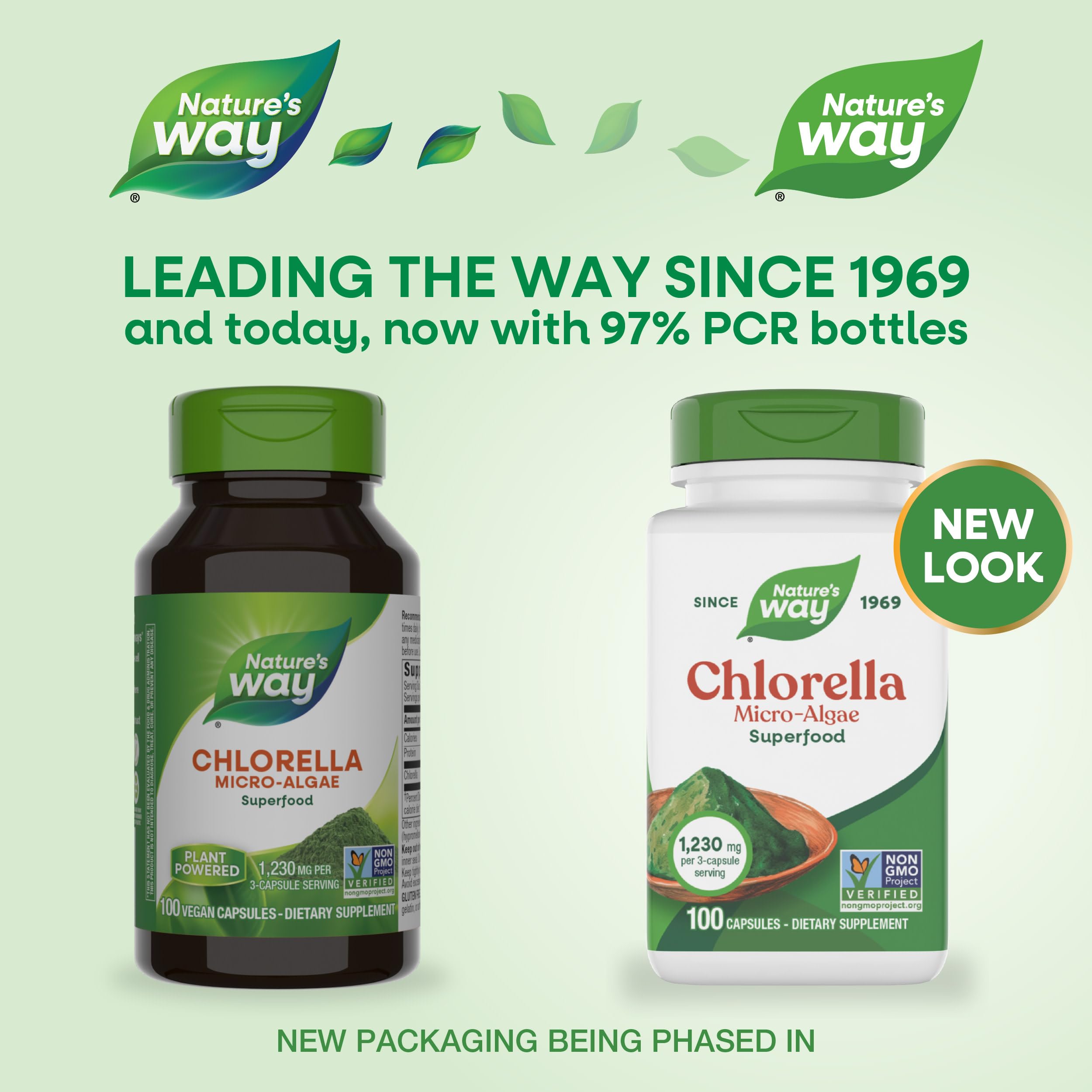 Nature's Way Chlorella 100 capsules supplement facts label