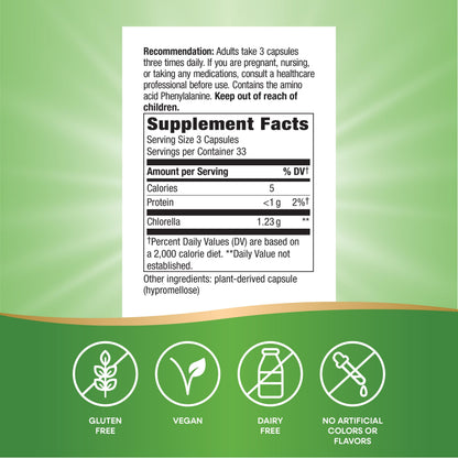 Nature's Way Chlorella bottle cap and safety seal