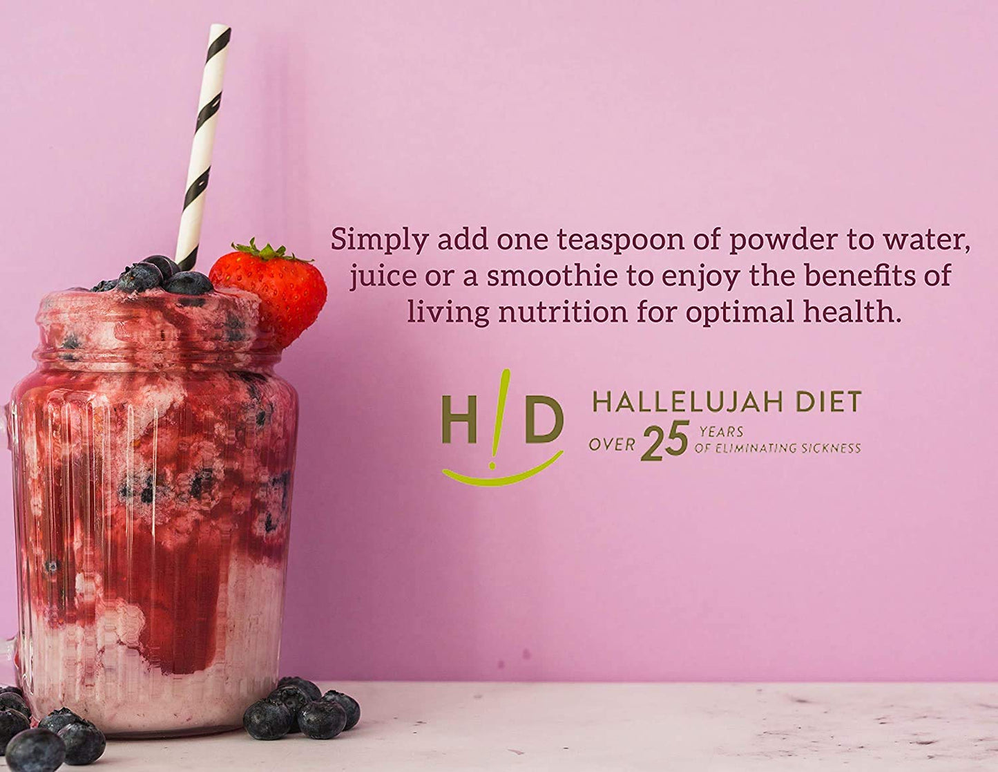 Hallelujah Diet BarleyMax organic barley and alfalfa supplement side view