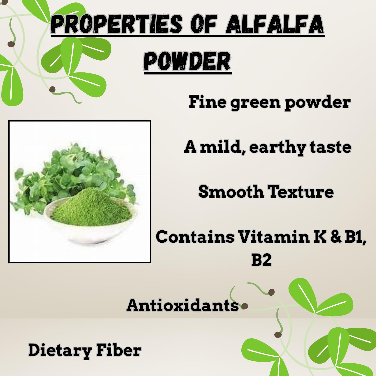 Close up of Essencea Alfalfa green superfood powder texture