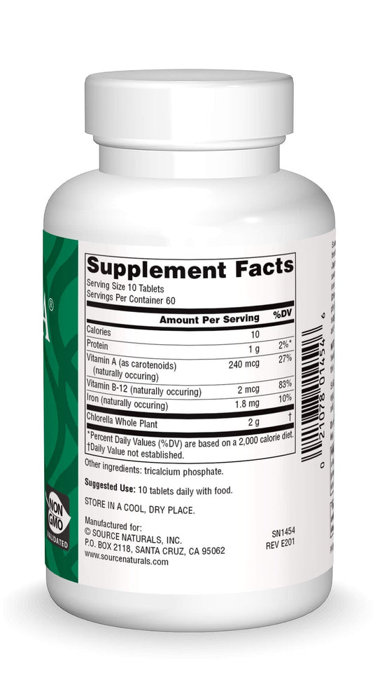 Source Naturals Yaeyama Chlorella supplement facts label