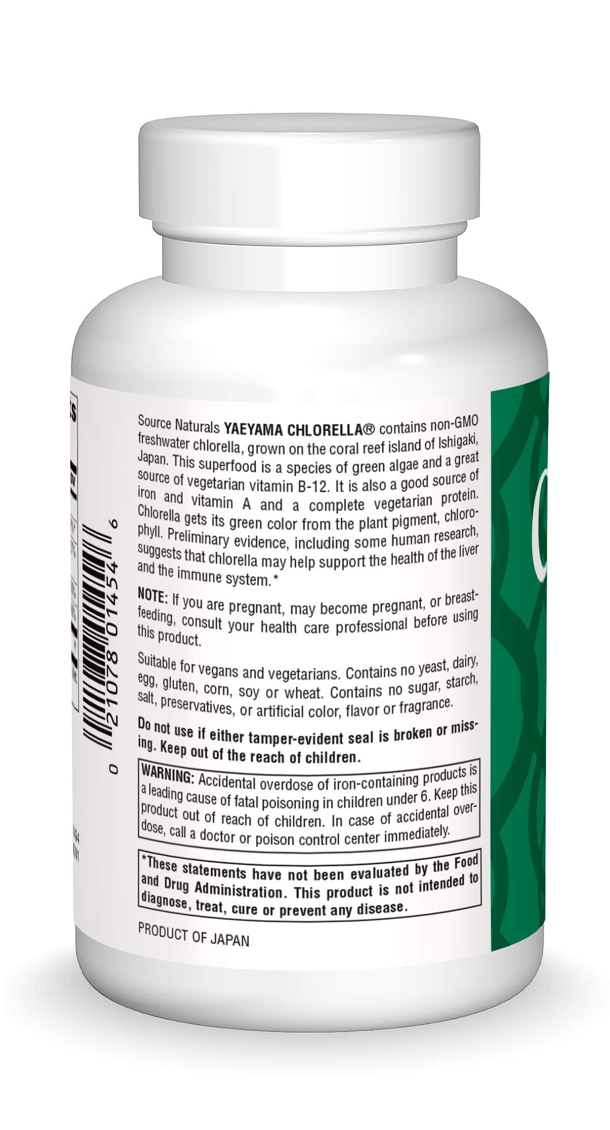 Source Naturals Yaeyama Chlorella green superfood tablet detail