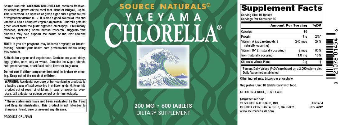 Authentic Source Naturals Yaeyama Chlorella imported packaging
