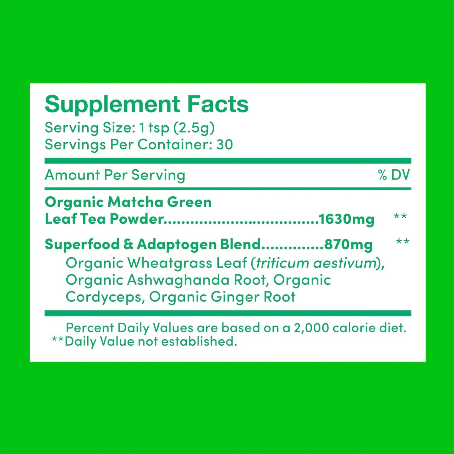 Further Food organic Japanese matcha powder label details