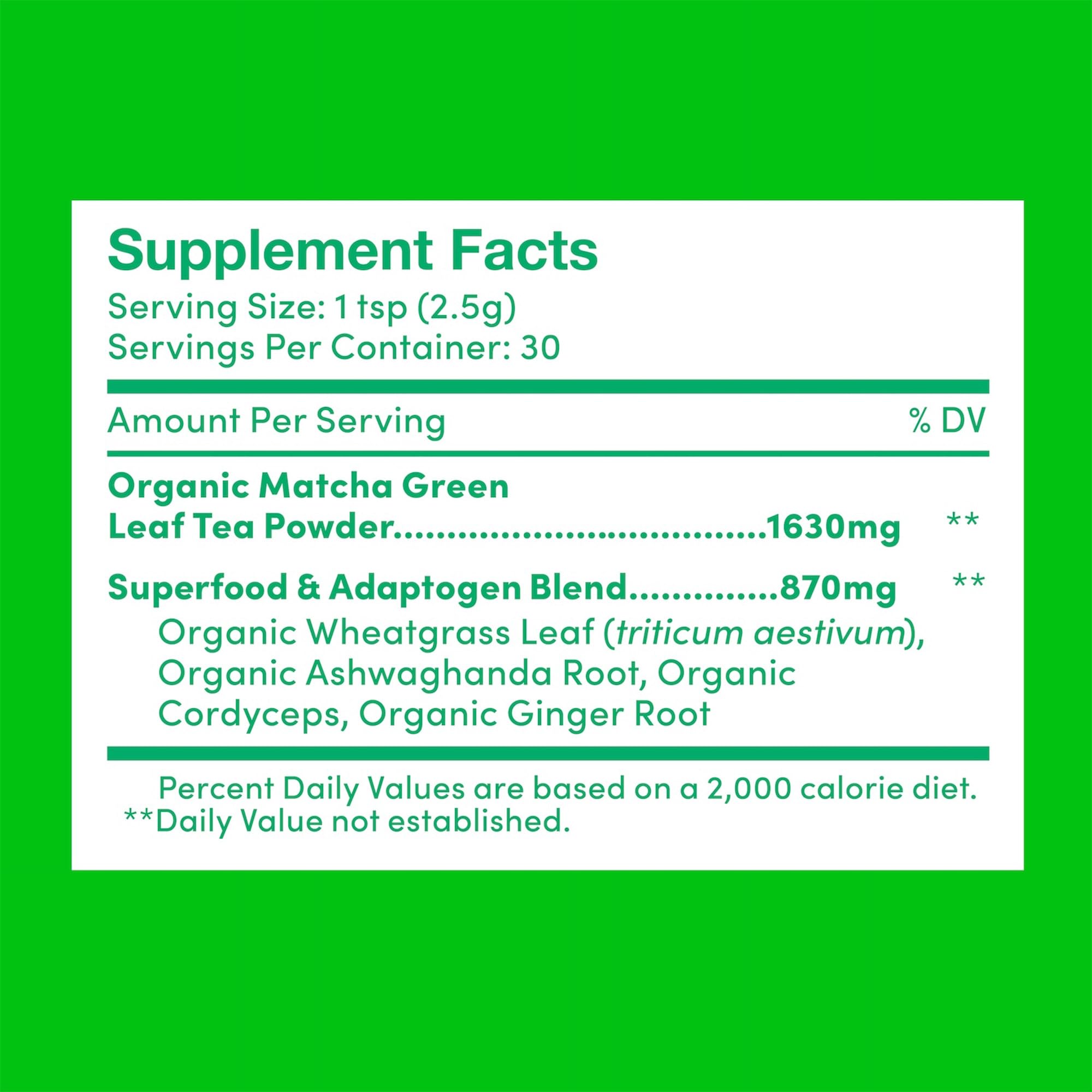 Further Food organic Japanese matcha powder label details