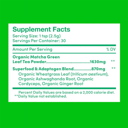Further Food organic Japanese matcha powder label details