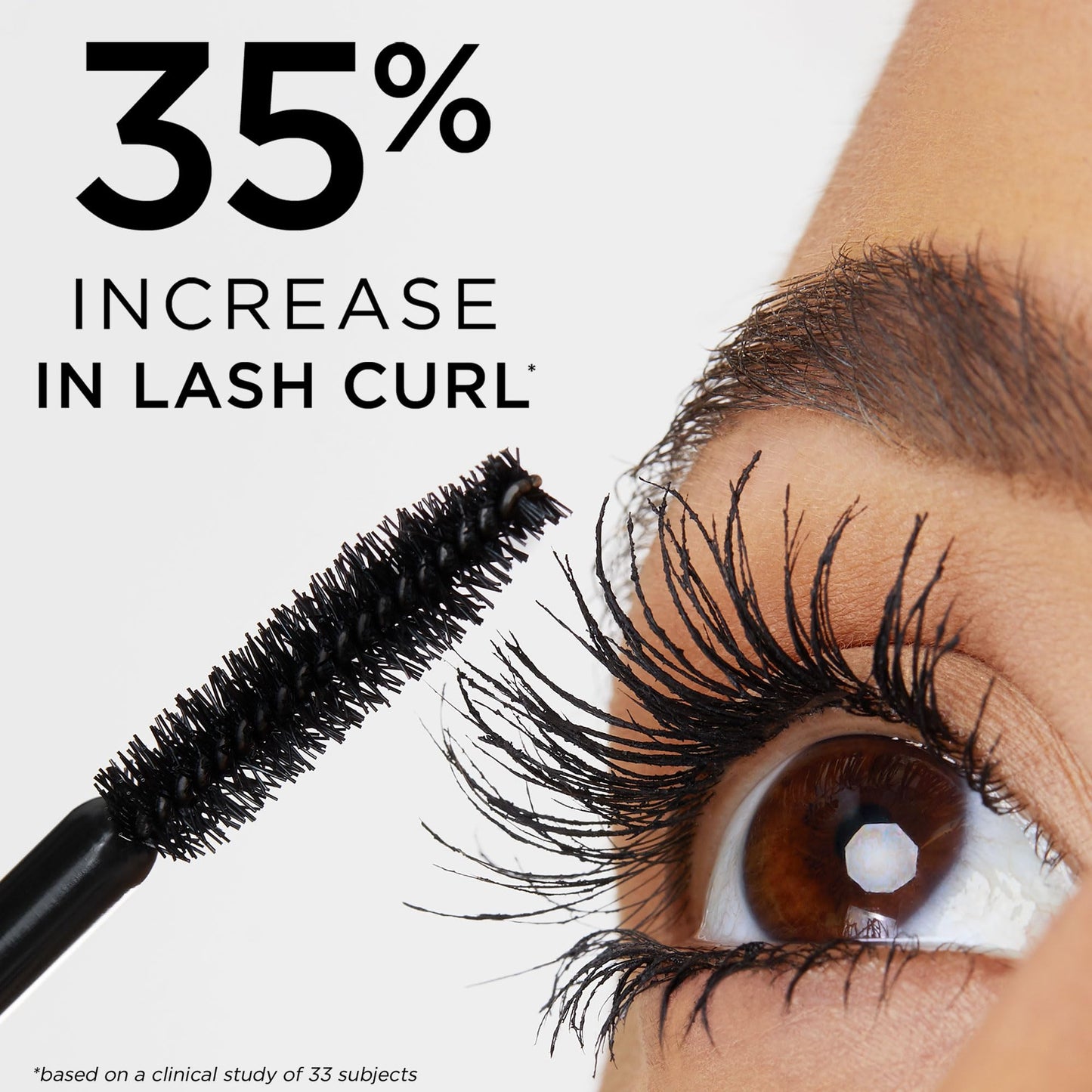 Tarte conditioning black eyeliner companion look with volumized lashes.