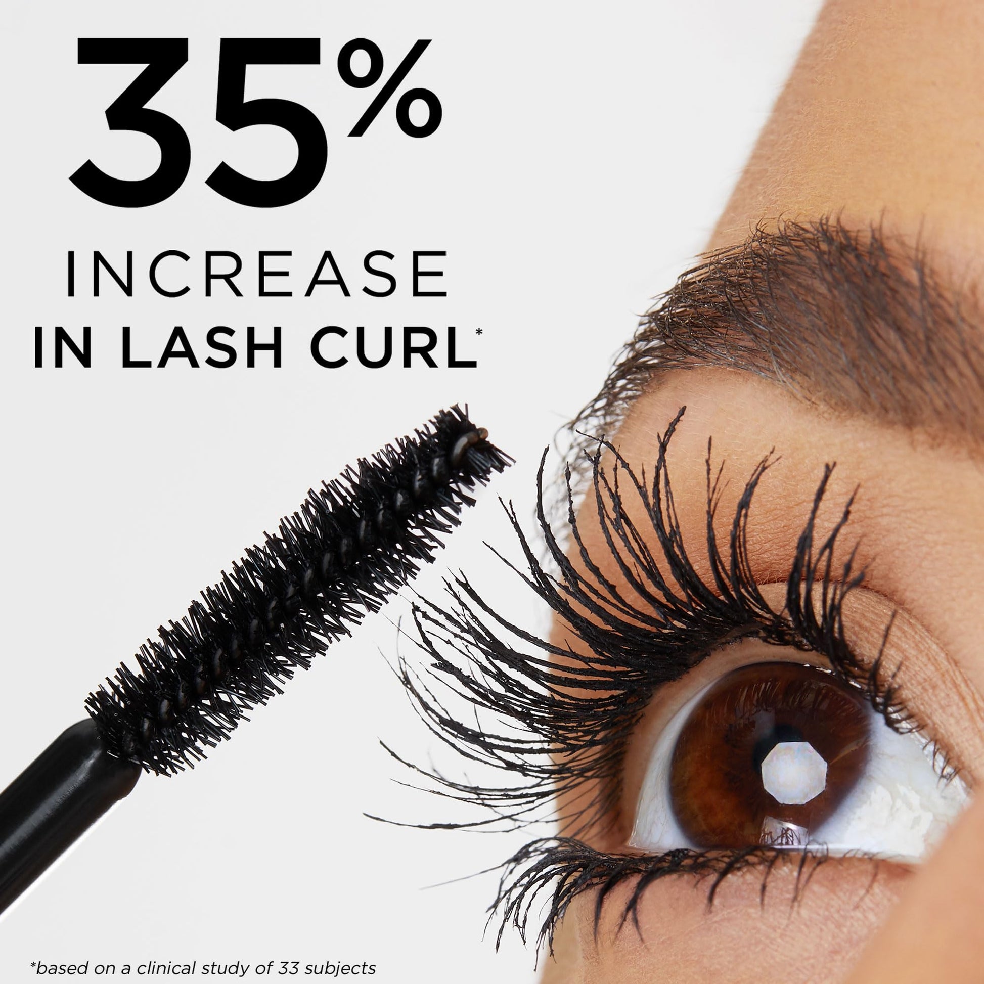 Tarte conditioning black eyeliner companion look with volumized lashes.