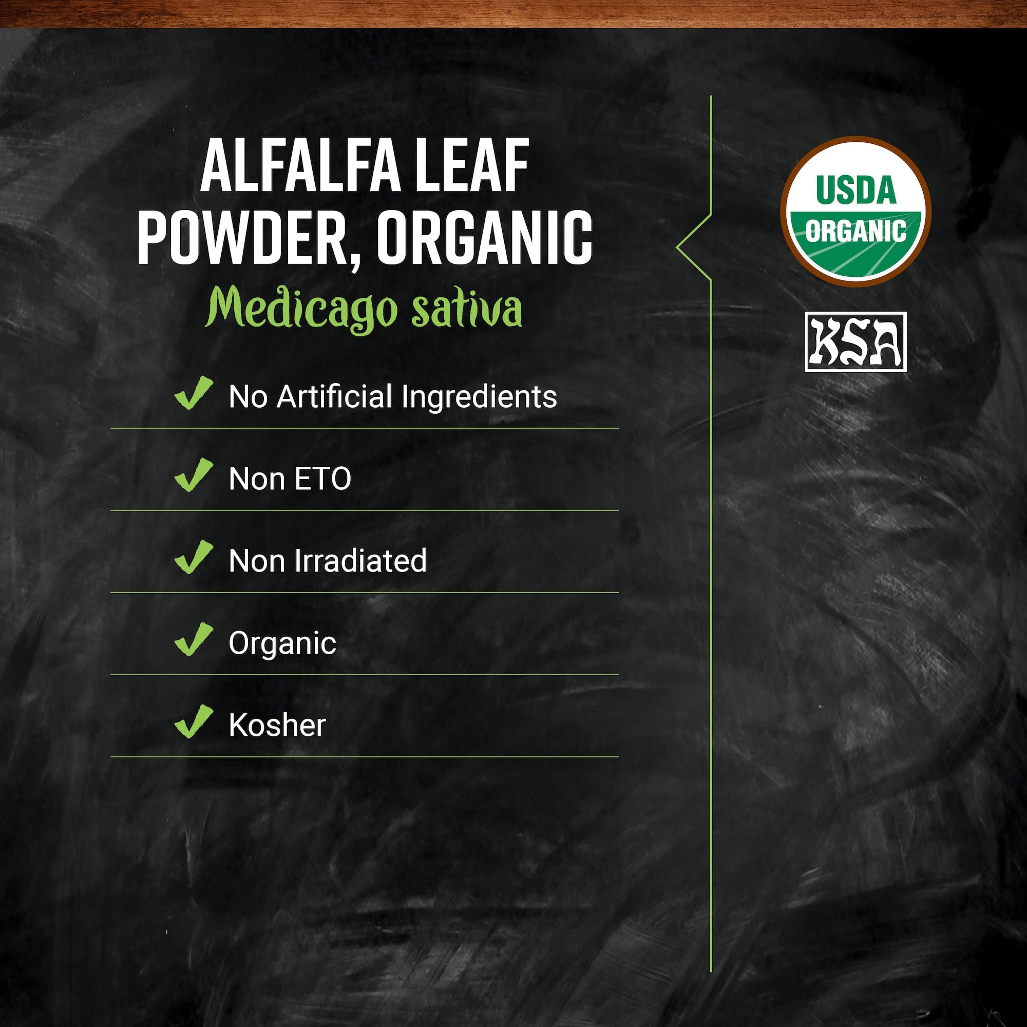 Close up of Frontier Co-op organic alfalfa leaf powder texture
