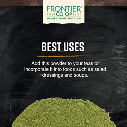 Alfalfa leaf powder mixed into a healthy green smoothie