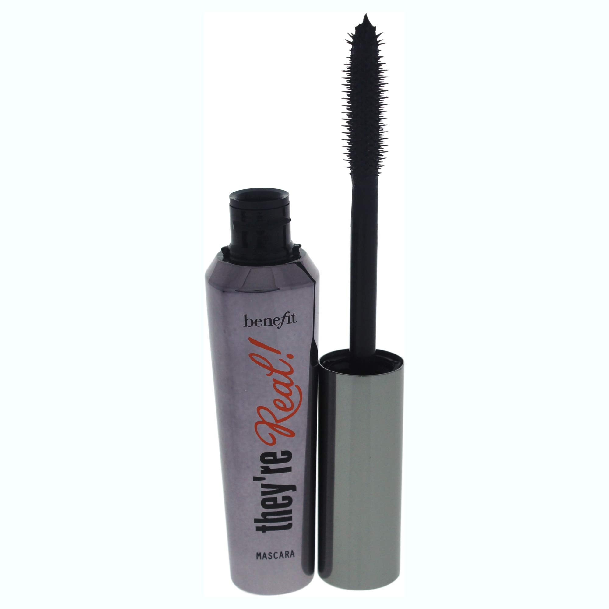 Benefit They're Real Beyond Black lengthening mascara wand and precision bristle brush close up
