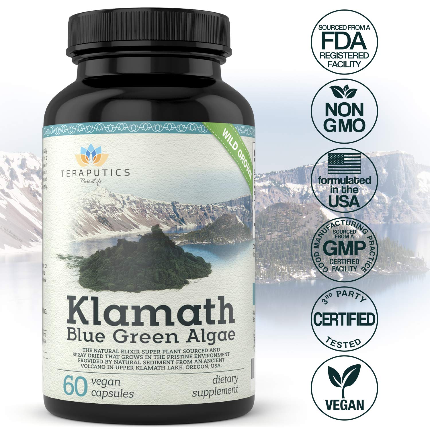 Teraputics superfood supplement bottle showing vegan certification
