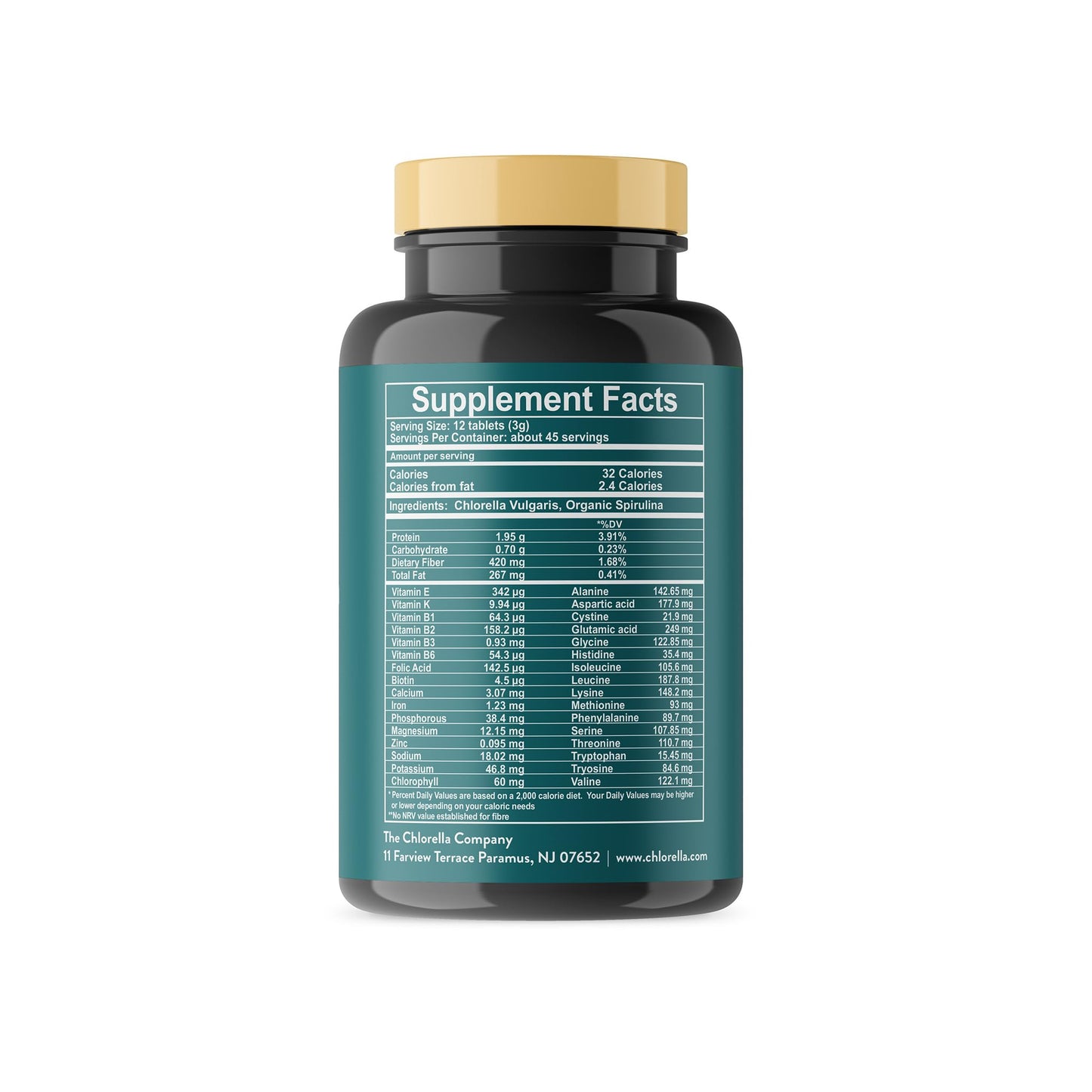 Close up of broken cell wall chlorella supplement nutritional information