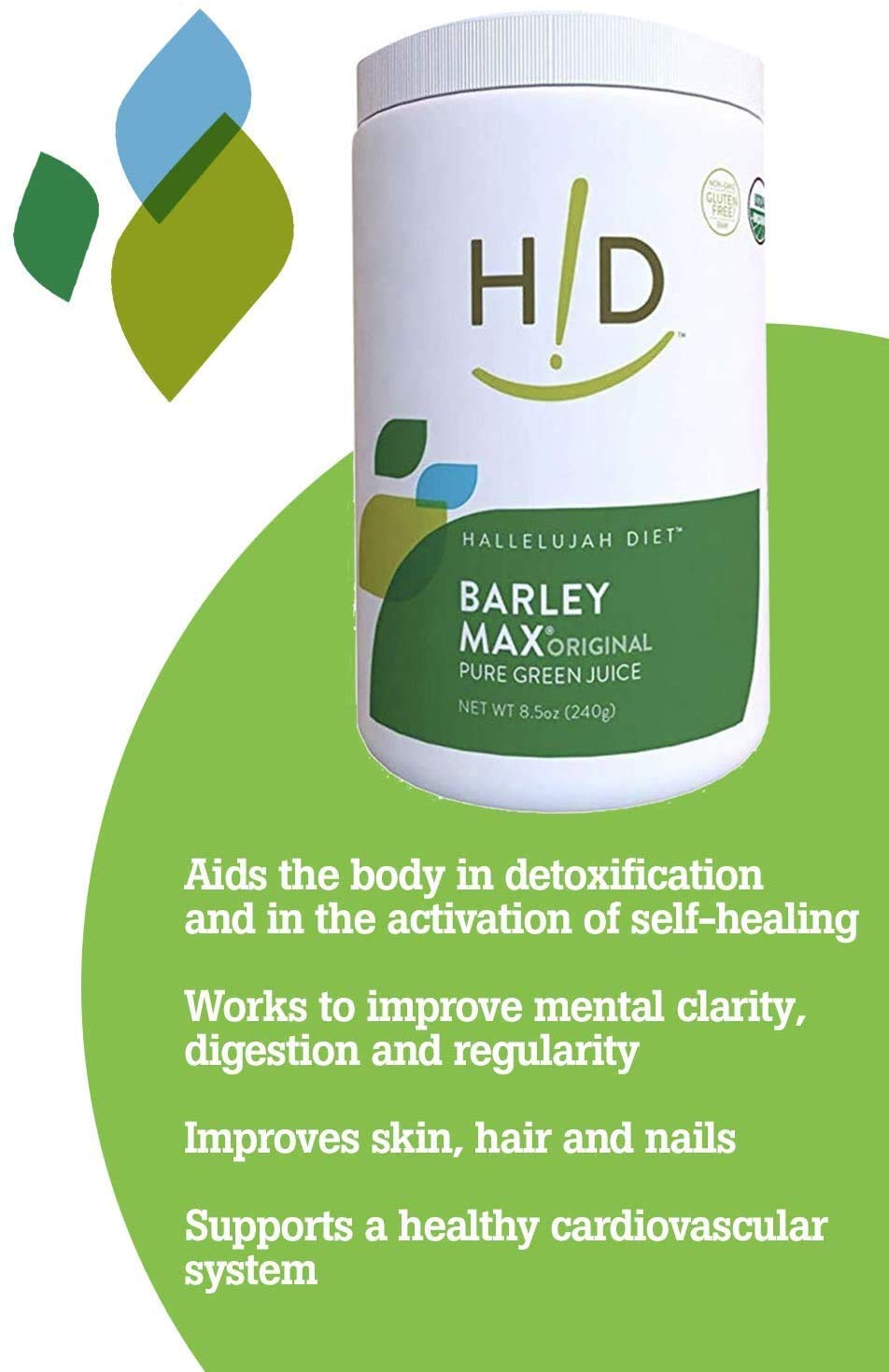 Nutritional profile of Hallelujah Diet BarleyMax green juice powder