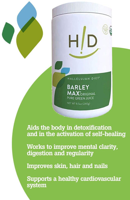 Nutritional profile of Hallelujah Diet BarleyMax green juice powder