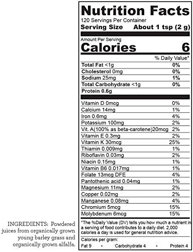 Close up of Hallelujah Diet BarleyMax organic certification seal