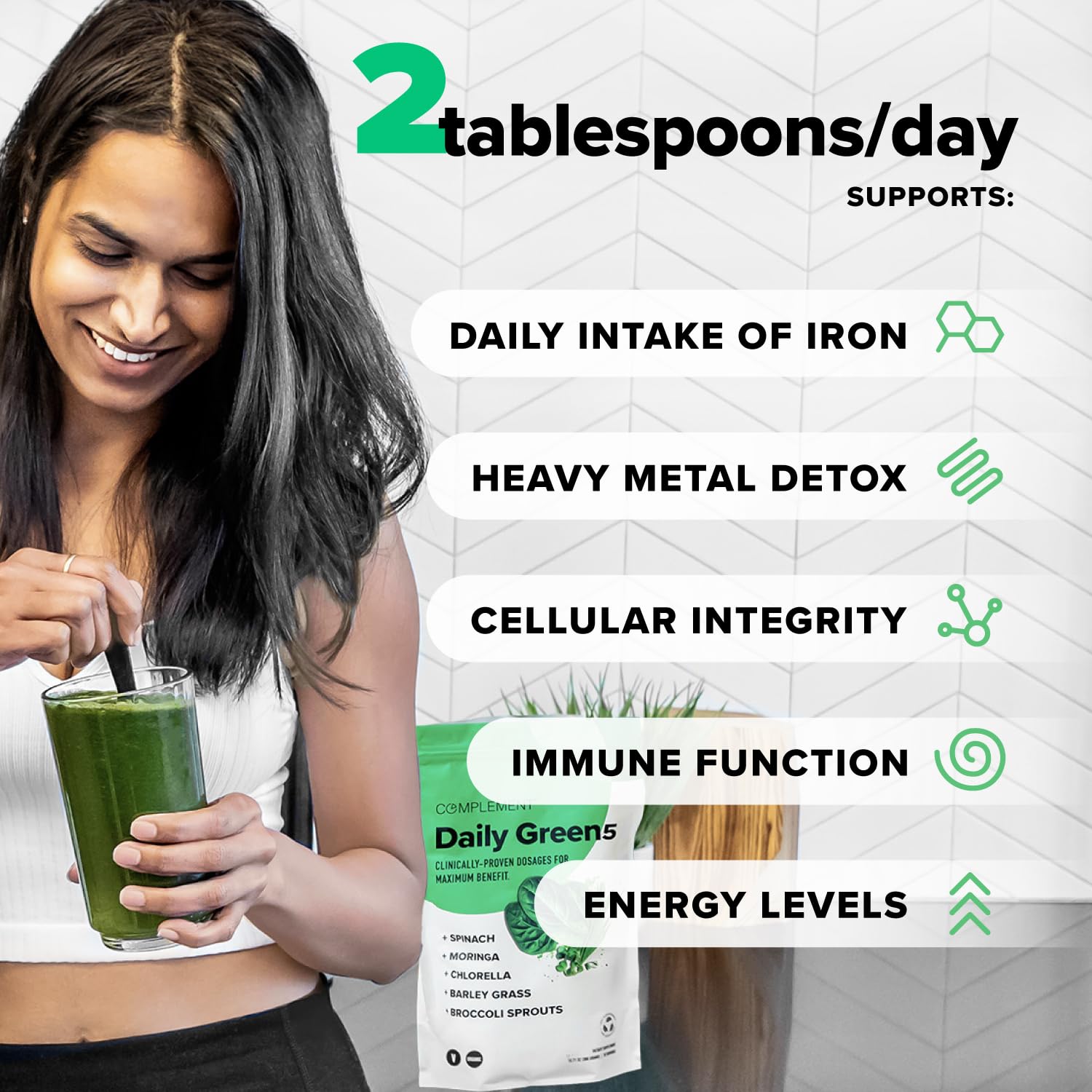 Complement organic greens powder supplement nutritional benefits label