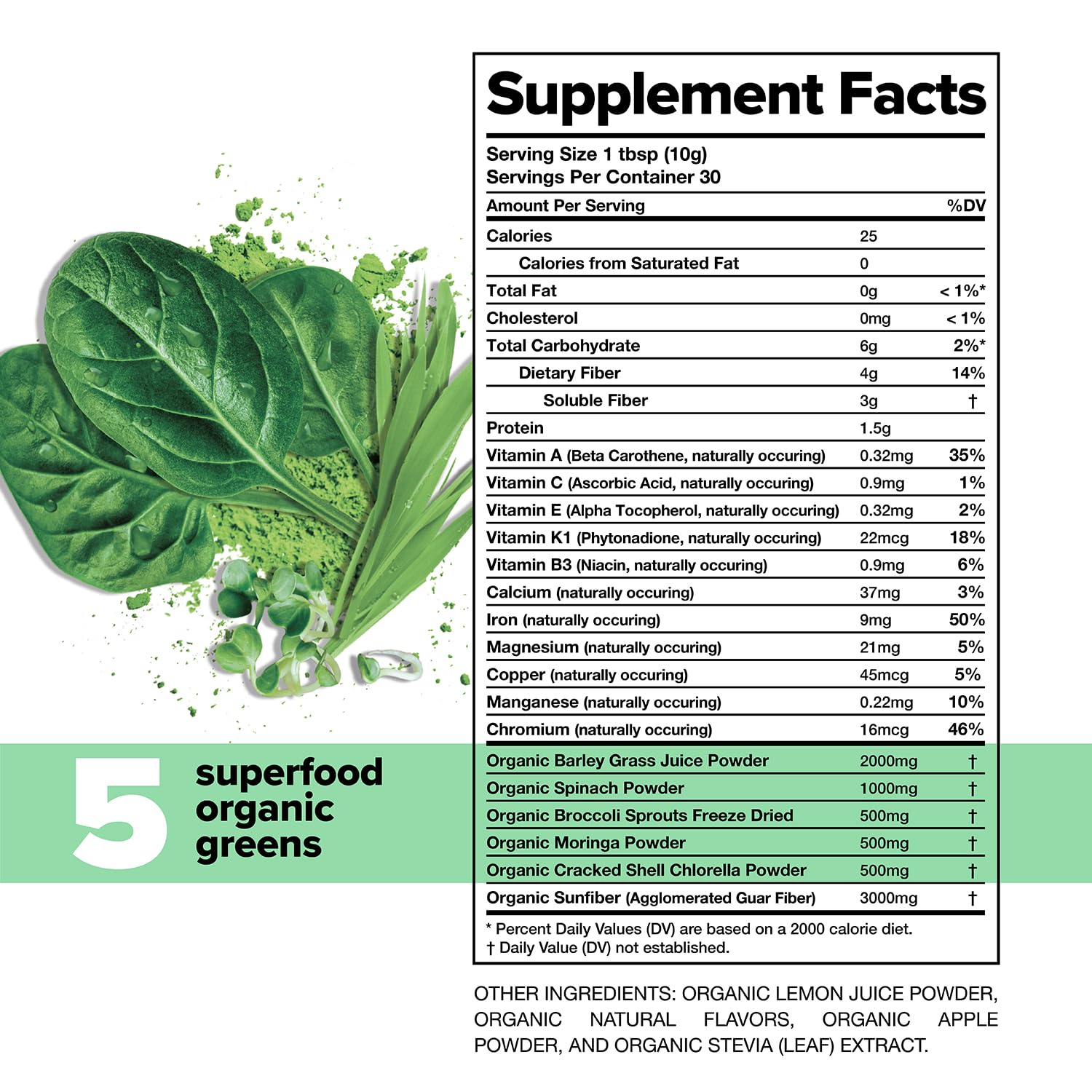 Close up of Complement organic superfood powder texture