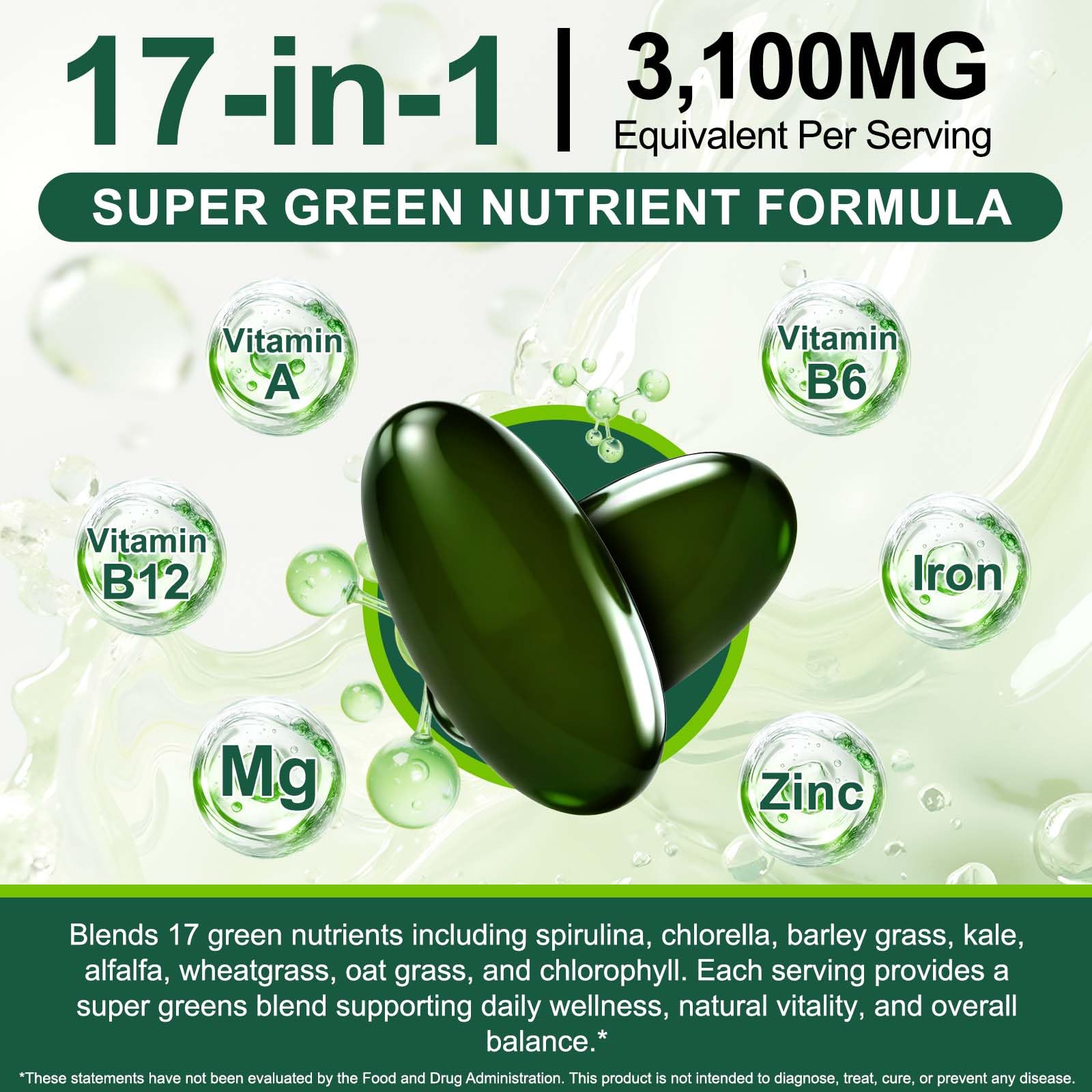 Authentic Tiuedu green superfood softgels bottle