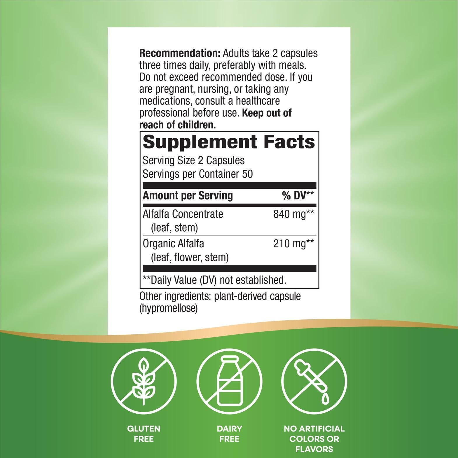 Nature's Way Alfa-Max 100 vegan capsules packaging label