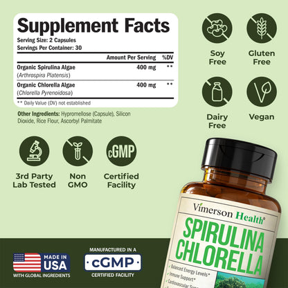 Vimerson Health 60 capsules immunity support supplement label detail
