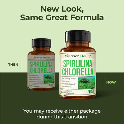 Vimerson Health spirulina and chlorella health supplement studio shot