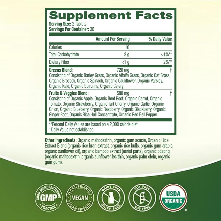 HealthA2Z dietary supplement tablets nutritional label details