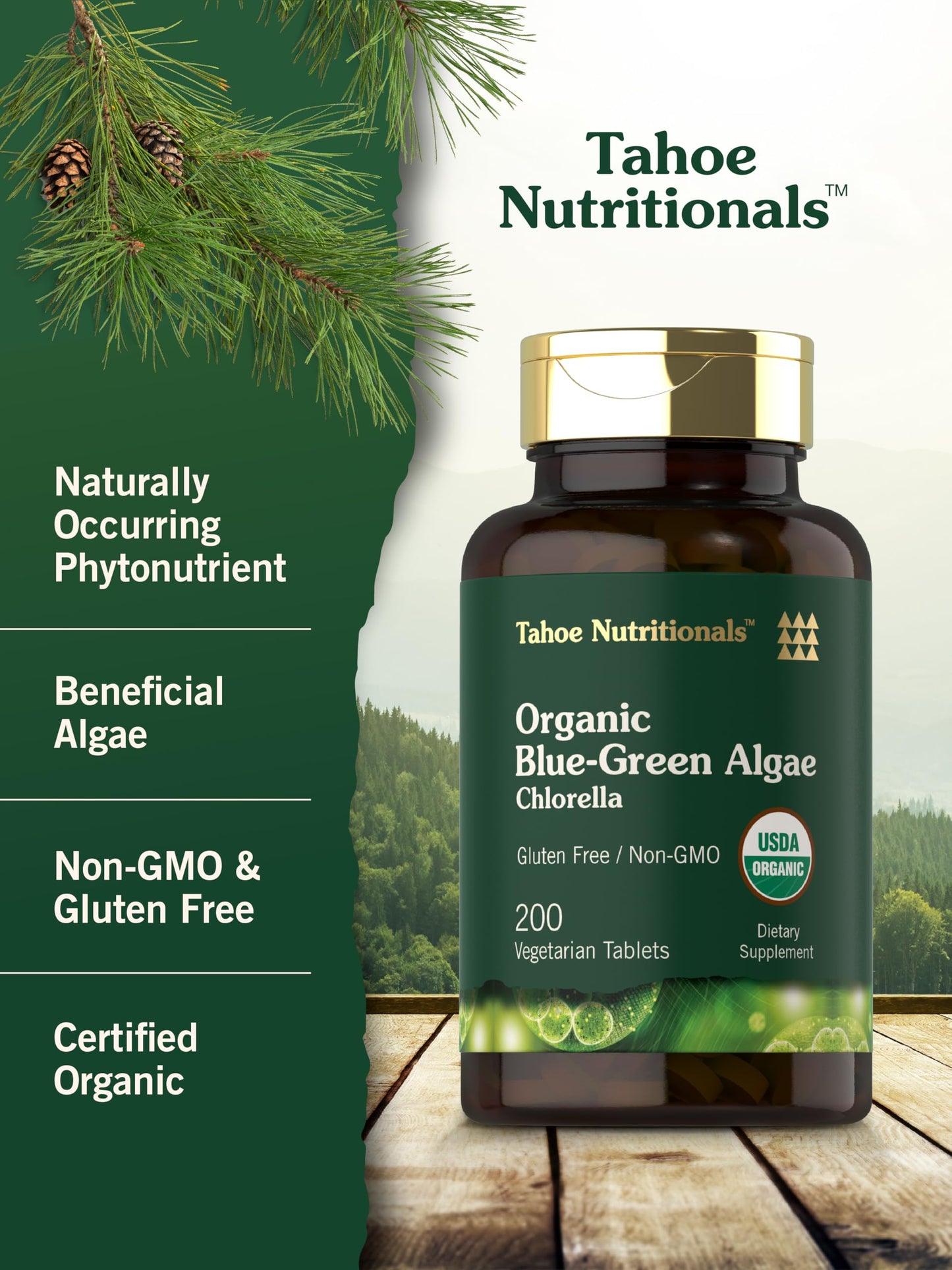 Carlyle non-GMO gluten-free chlorella tablets packaging