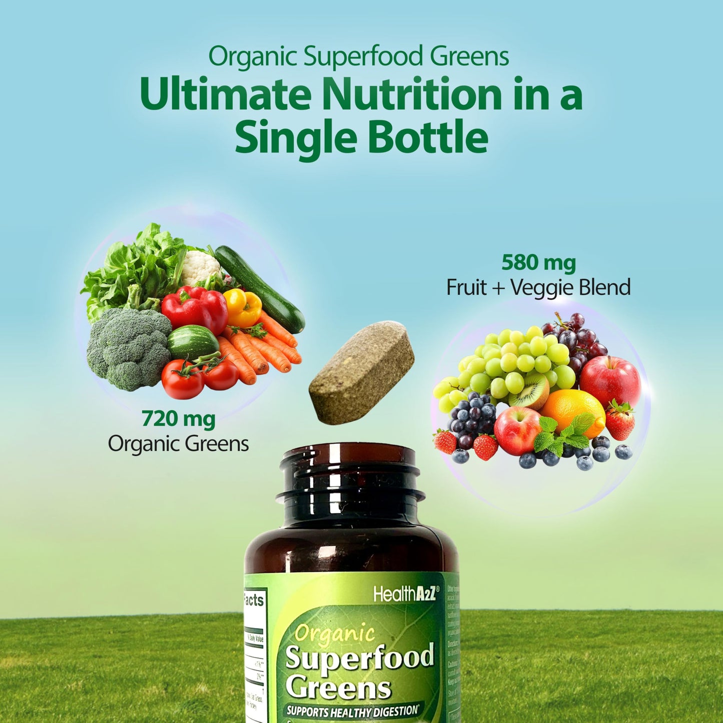 HealthA2Z superfood greens dietary supplement product lifestyle