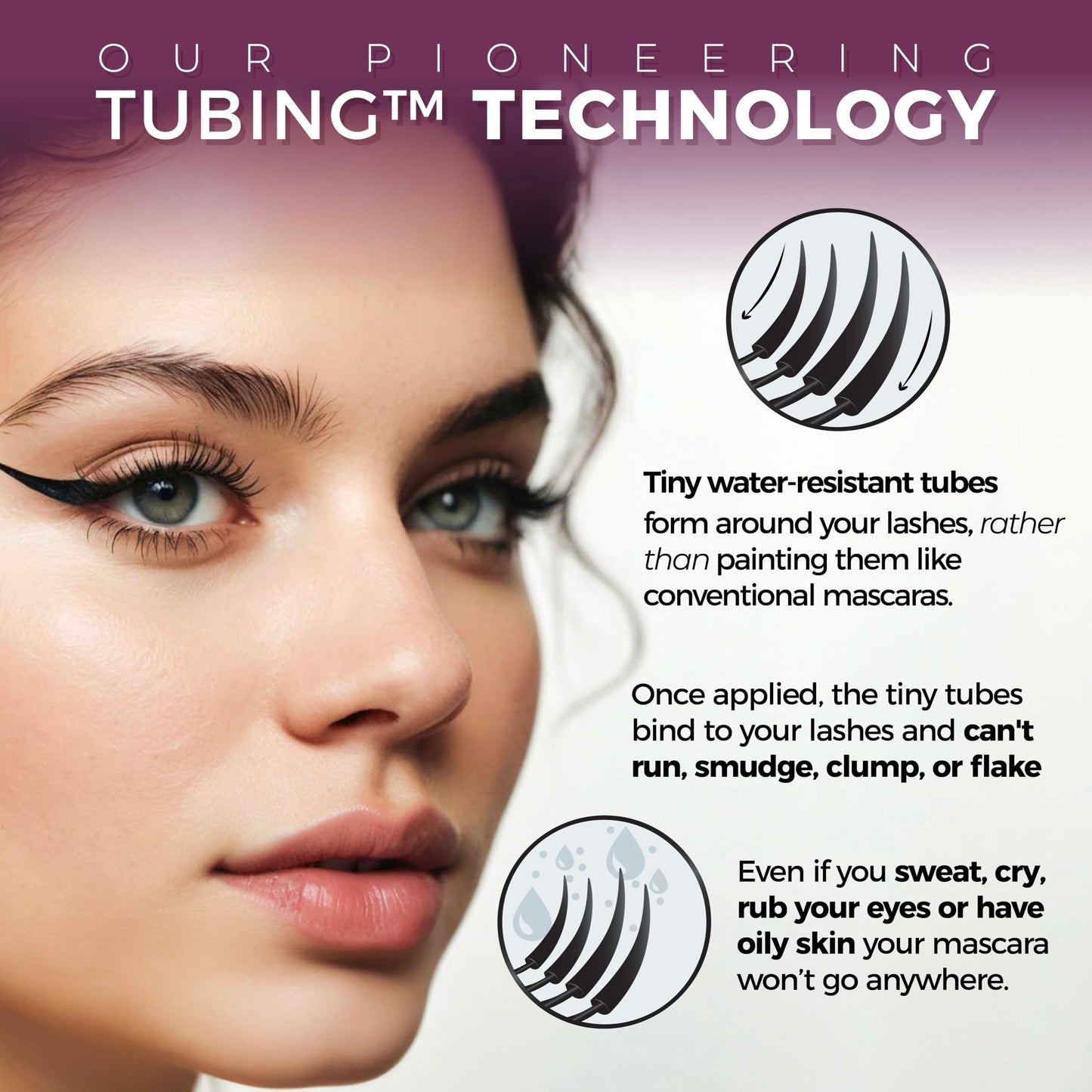 Premium imported eye makeup tube displaying the clean and vegan brand branding