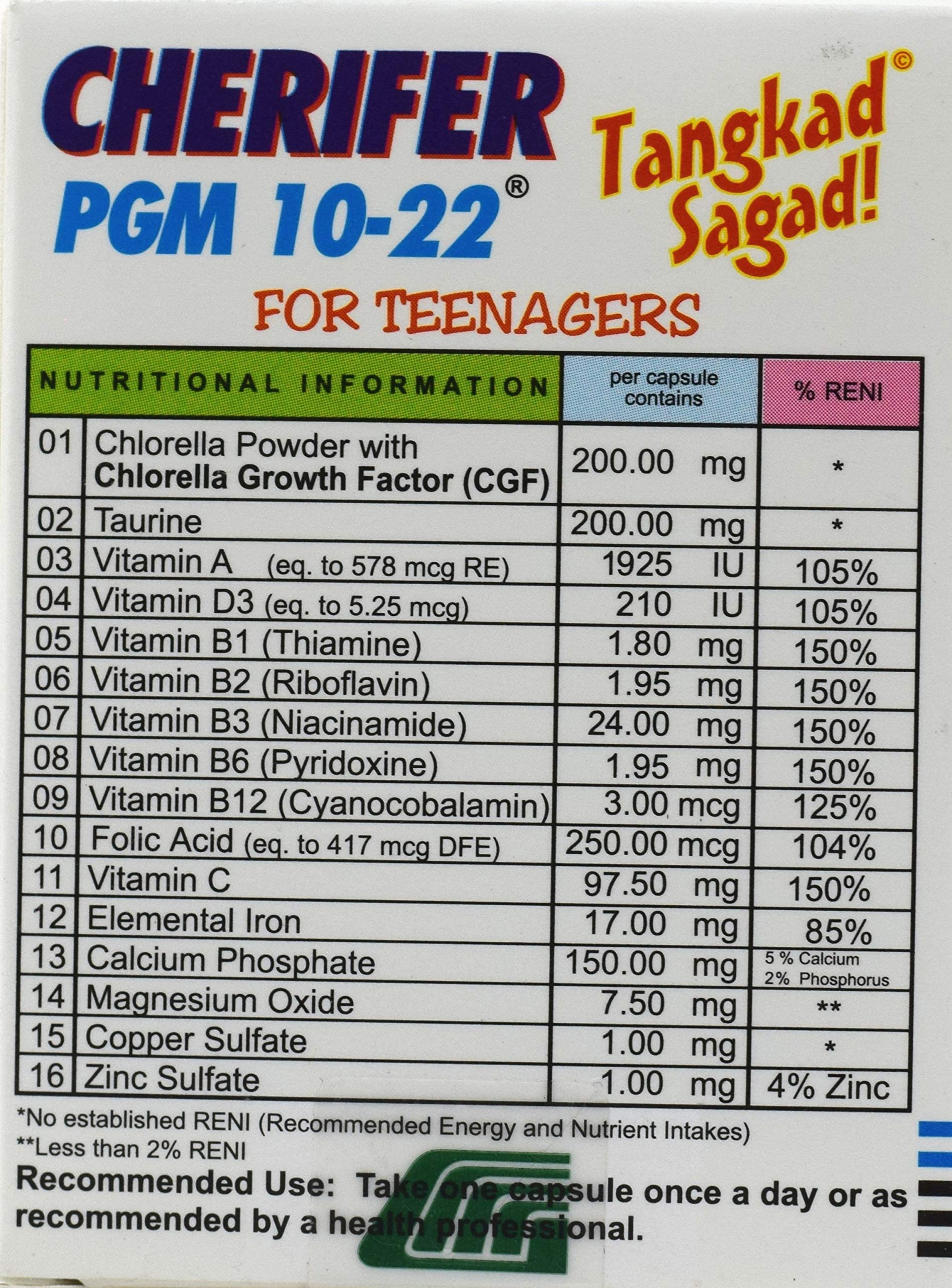 Cherifer PGM 10 22 teen growth supplement packaging
