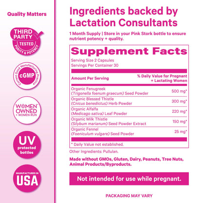 Pink Stork Total Lactation side view of bottle