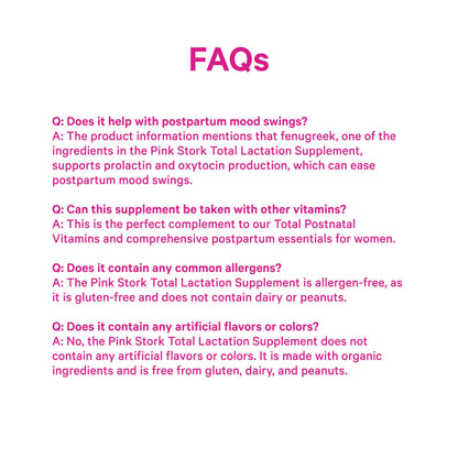 Pink Stork Total Lactation 30 day supply bottle