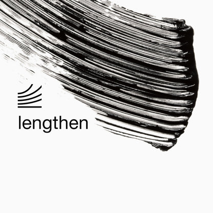 Close up of the slim mascara applicator brush designed for defining short lower eyelashes