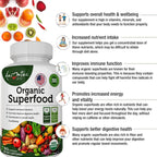 Side profile of Aamatec Life organic fruits and greens complex bottle