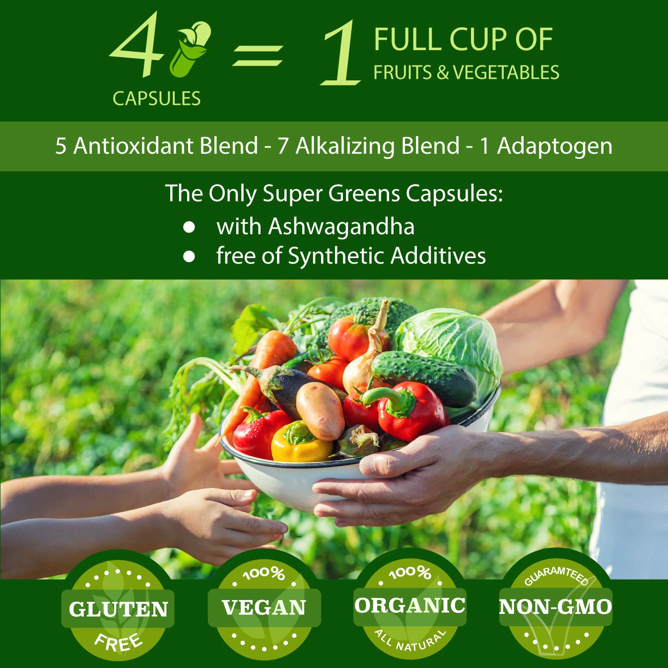 Folona super greens 120 capsules bottle side view