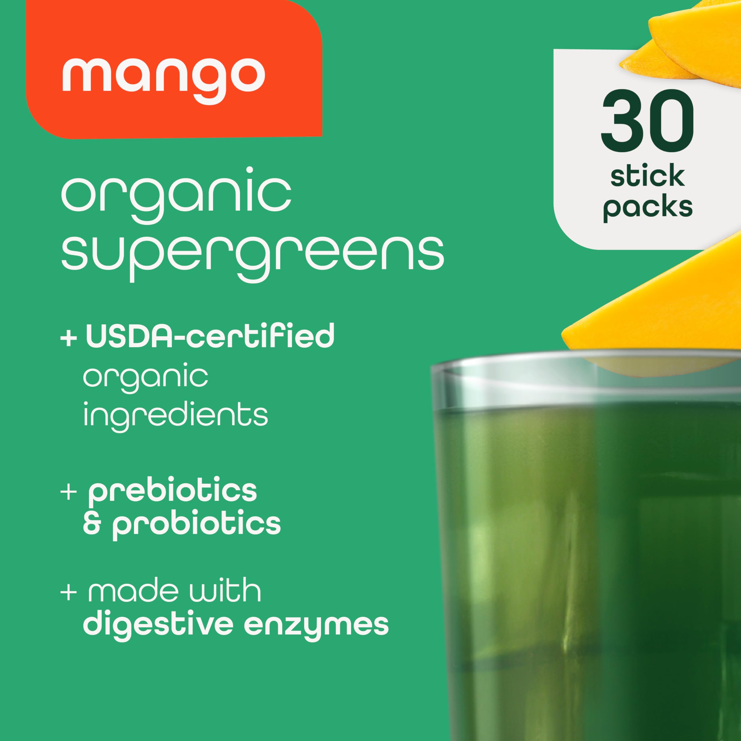 Zena Nutrition super greens mango stick packets display