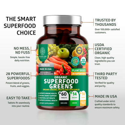 Number One Nutrition imported USA superfood greens packaging