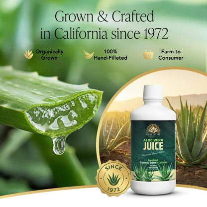 California grown organic aloe vera liquid supplement thirty two ounce bottle