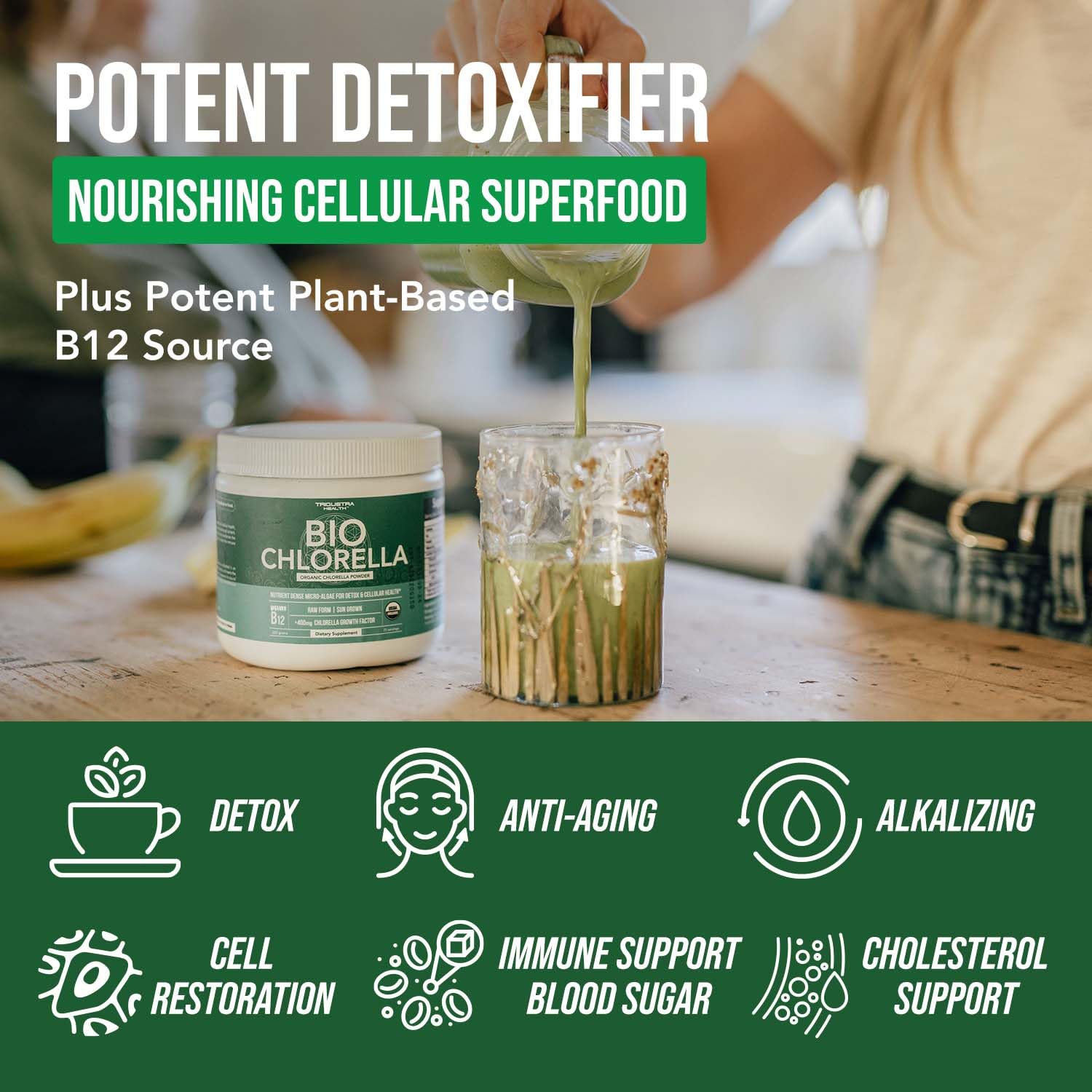 Triquetra Health Chlorella Powder label with organic certifications