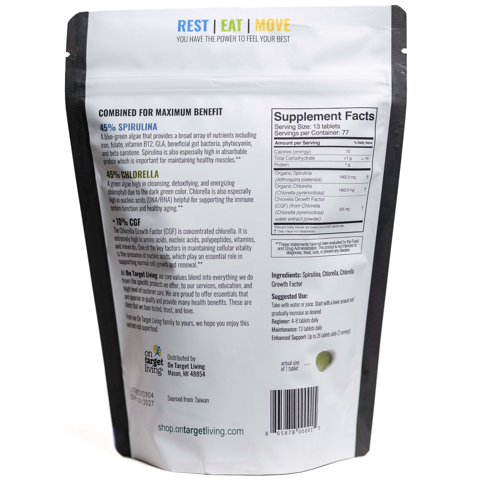 Premium imported USA organic algae supplement bottle