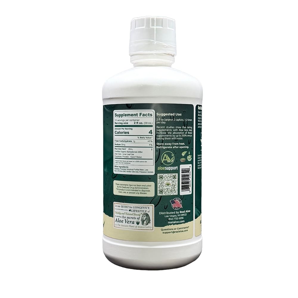 Real Aloe dietary supplement bottle cap and premium label texture close view